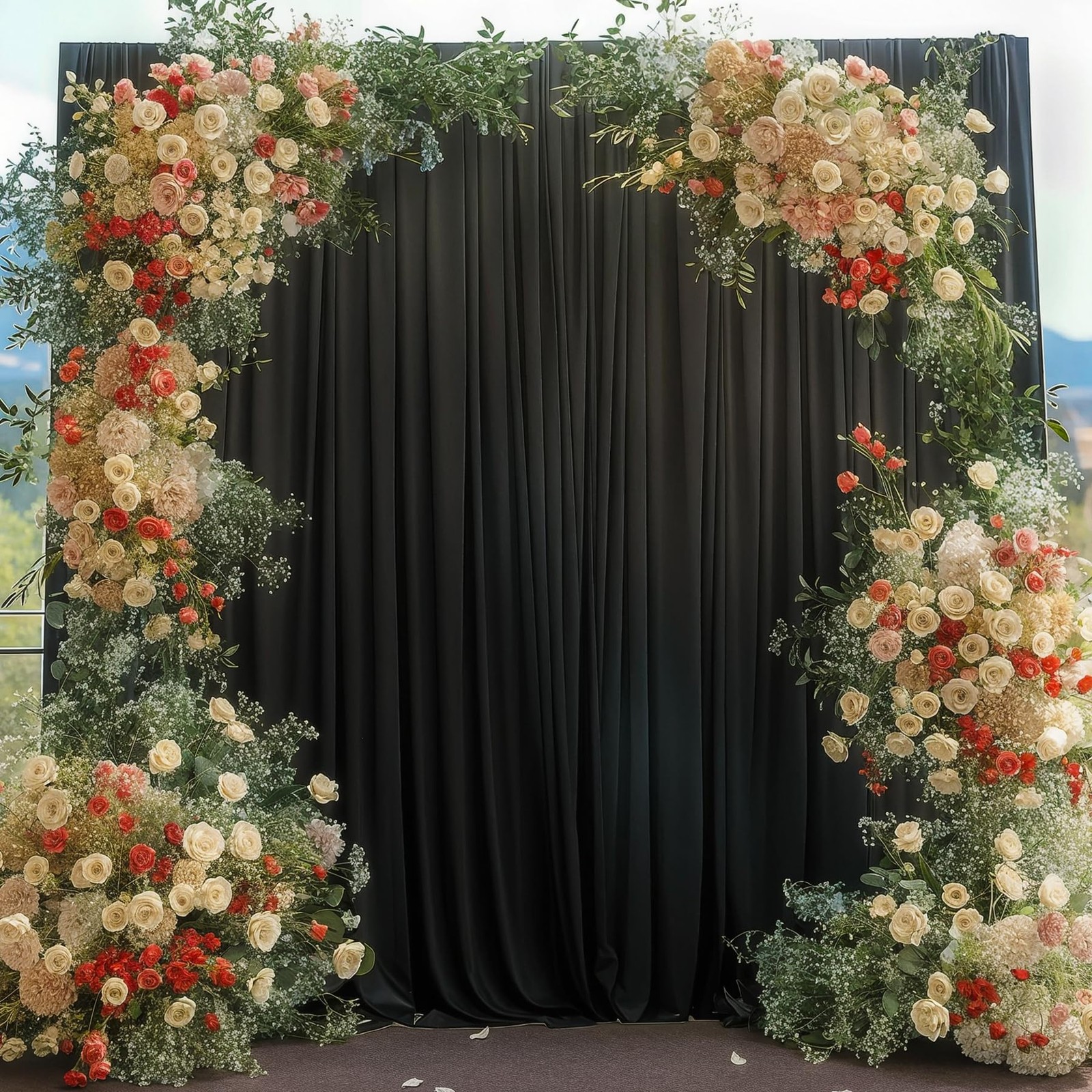 40x10FT Black Backdrop Curtains for Wedding W4′ x H10′(10 Panels),