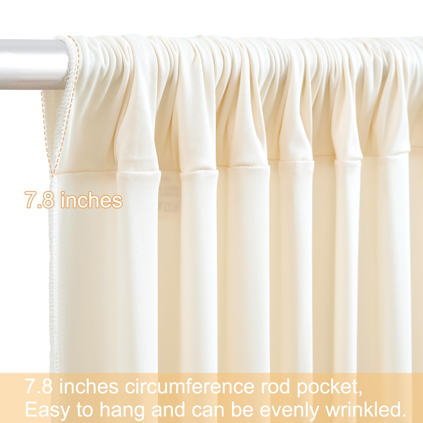 40ft x 15ft Champagne Wrinkle Free 5′(W) x 15′(H), 8 panels,