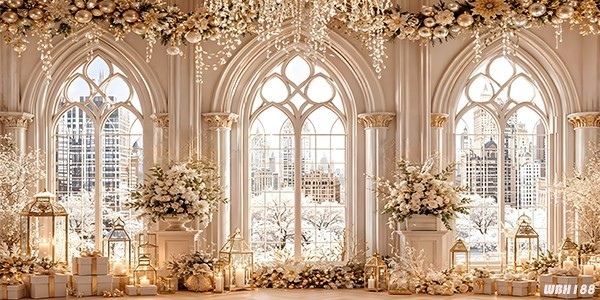 20’x10’Computer-painted Floral Arch Window Hall Wide Backdrop Background WBH188