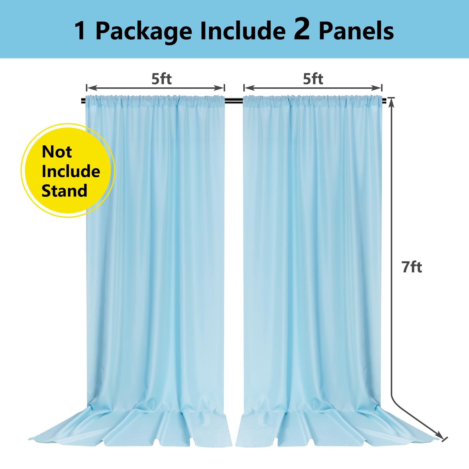 10ft x 7ft Light Blue Backdrop Curtains for Parties Weddings Stage Baby Showe…