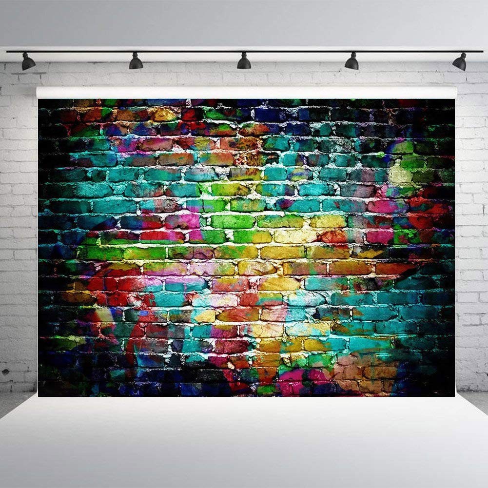 7x5ft Graffiti Photography Backdrops Colorful Brick Wall Photo Background
