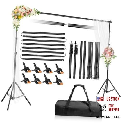 Backdrop Stand 10x7ft(WxH), Photo Studio Adjustable Background 7x10ft Black