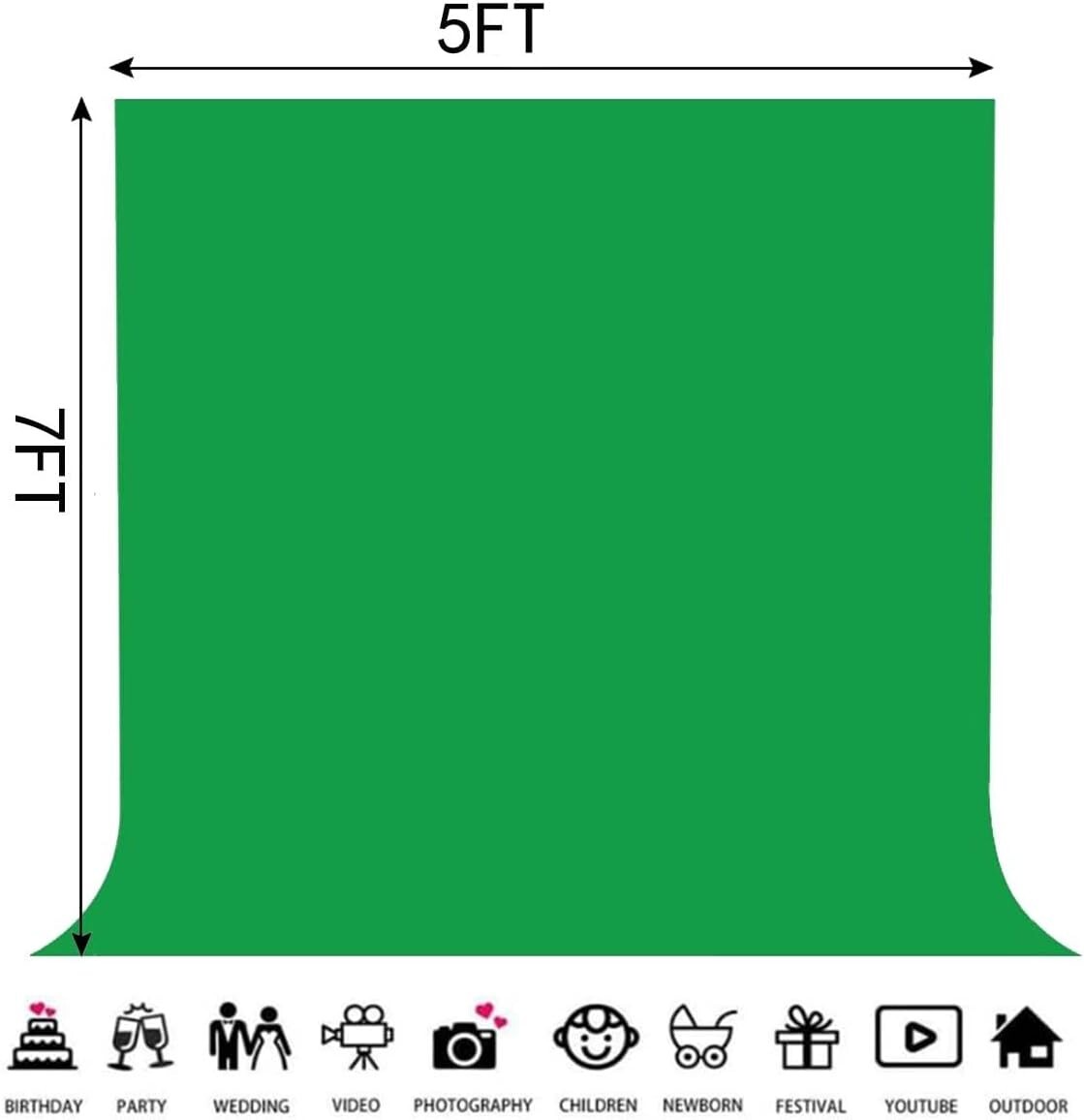 Background Solid Green Backdrop Muslin Portrait 5x7ft,
