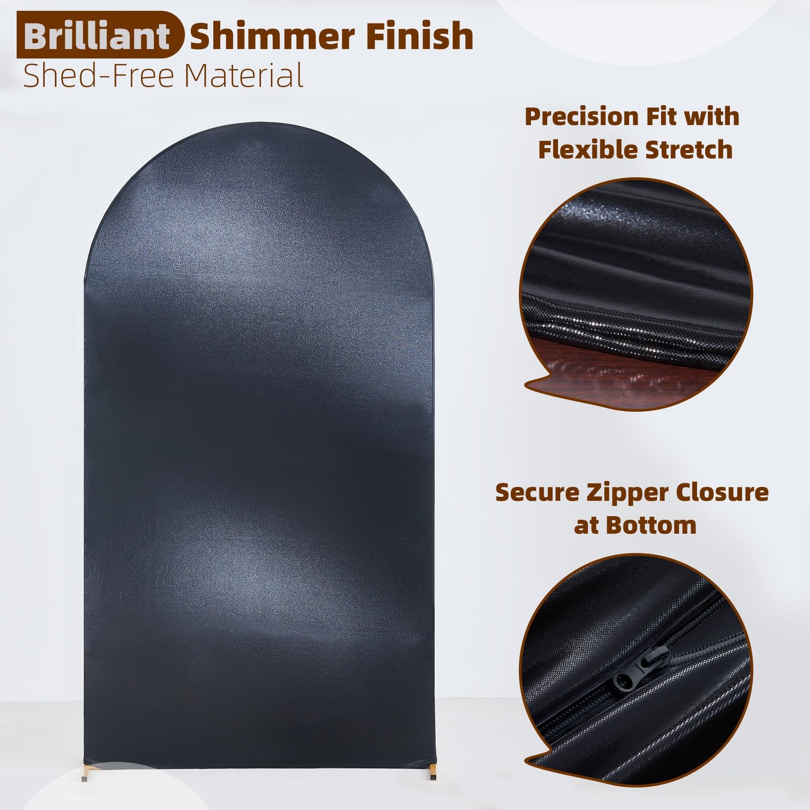 Shimmer Black Arch Backdrop Cover 6.6ft,Glitter Spandex Fitted Chiara Cover w…