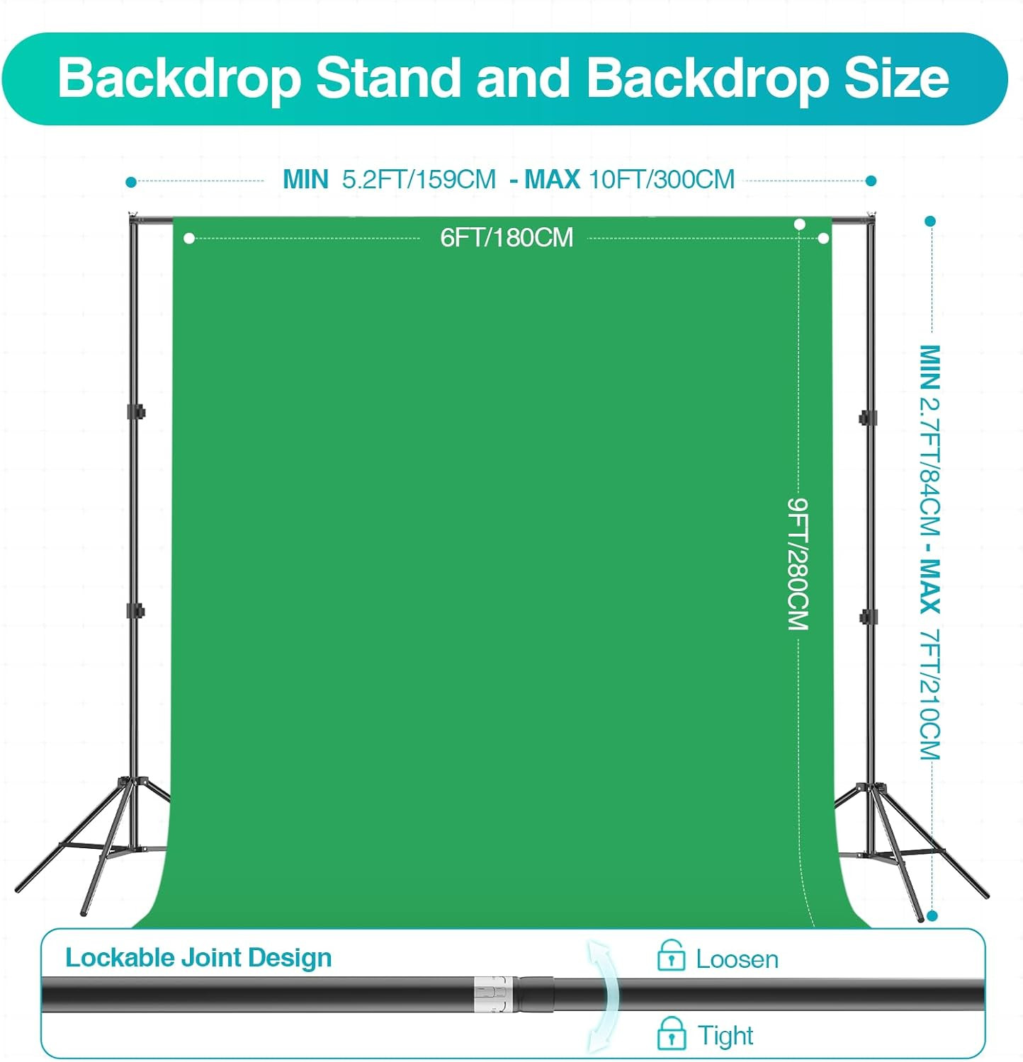 Photography Lighting Kit, 7 X 10 FT Backdrop Stand with 6 X 9 FT Backdrop, Softb
