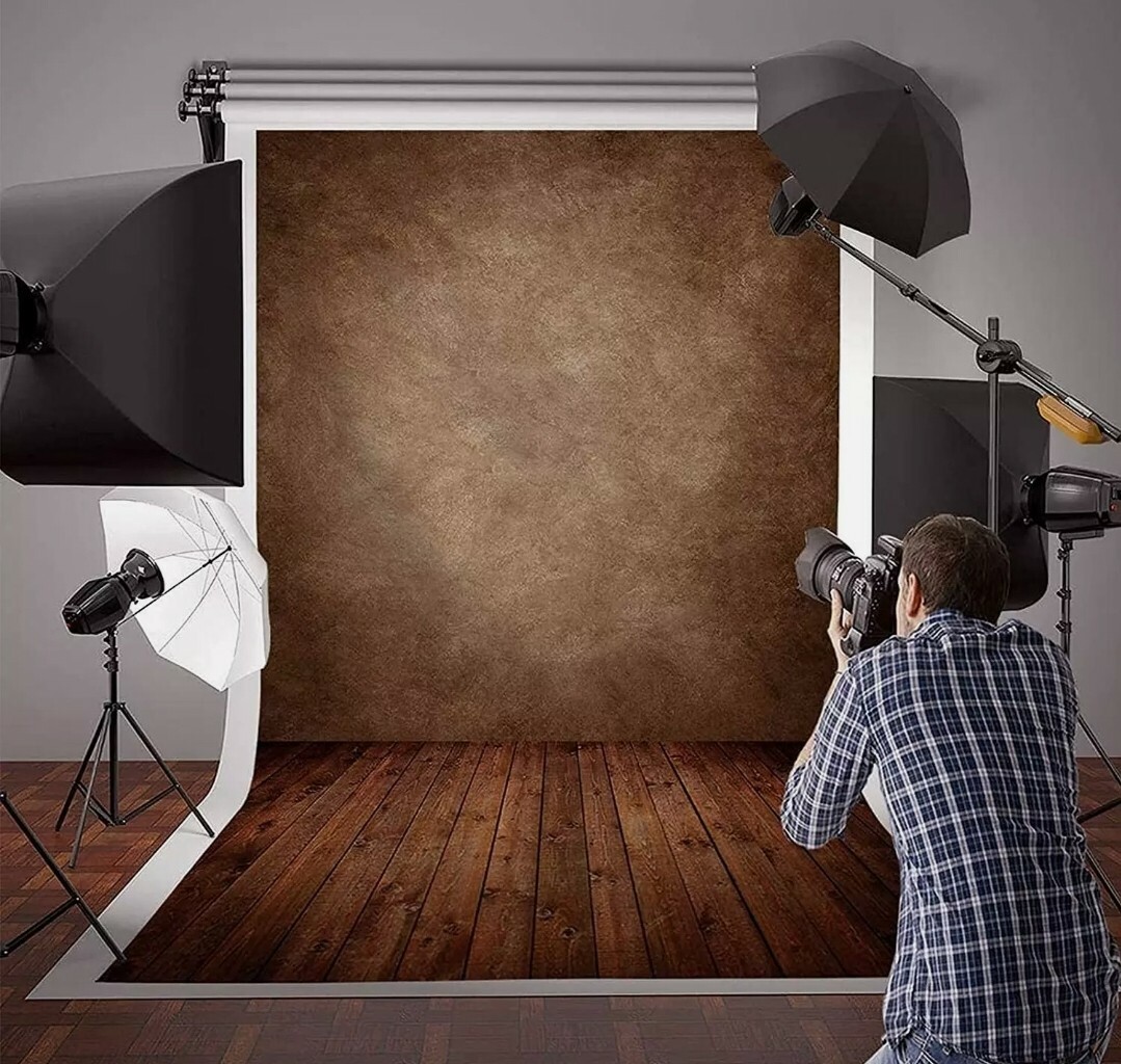 NEW Allenjoy Photography backdrop 5×7 ft. Fabric – Brown Wall w/ Wood Floor