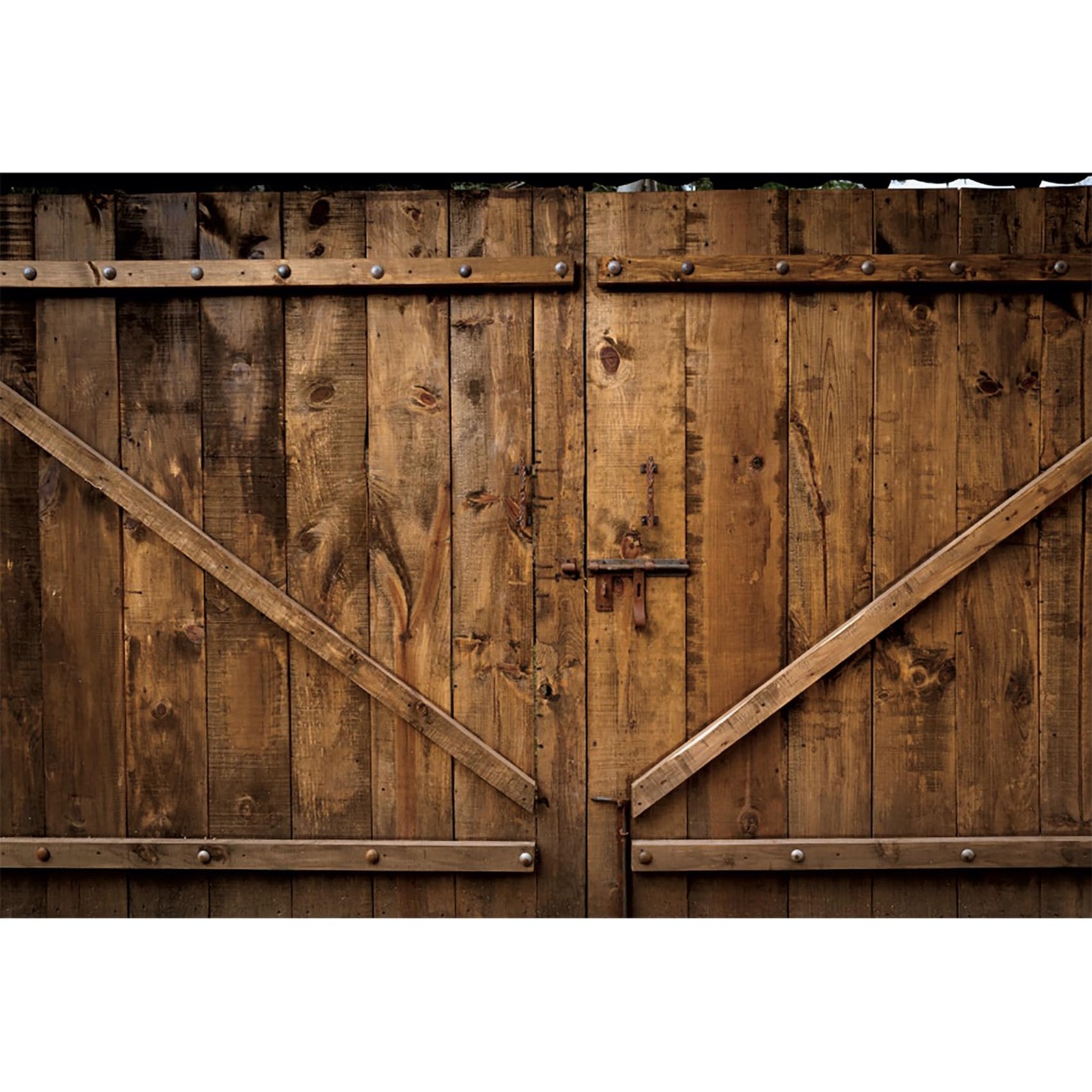 8×6.5ft Brown Barn Door Backdrop Wooden House Harvest Photo Background
