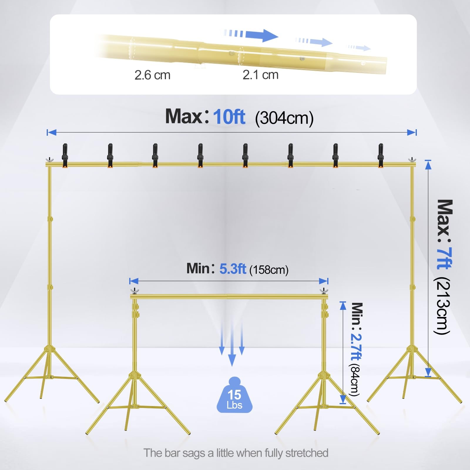 Backdrop Stand 10x7ft(WxH) Photo Studio Adjustable Background Stand Support k…