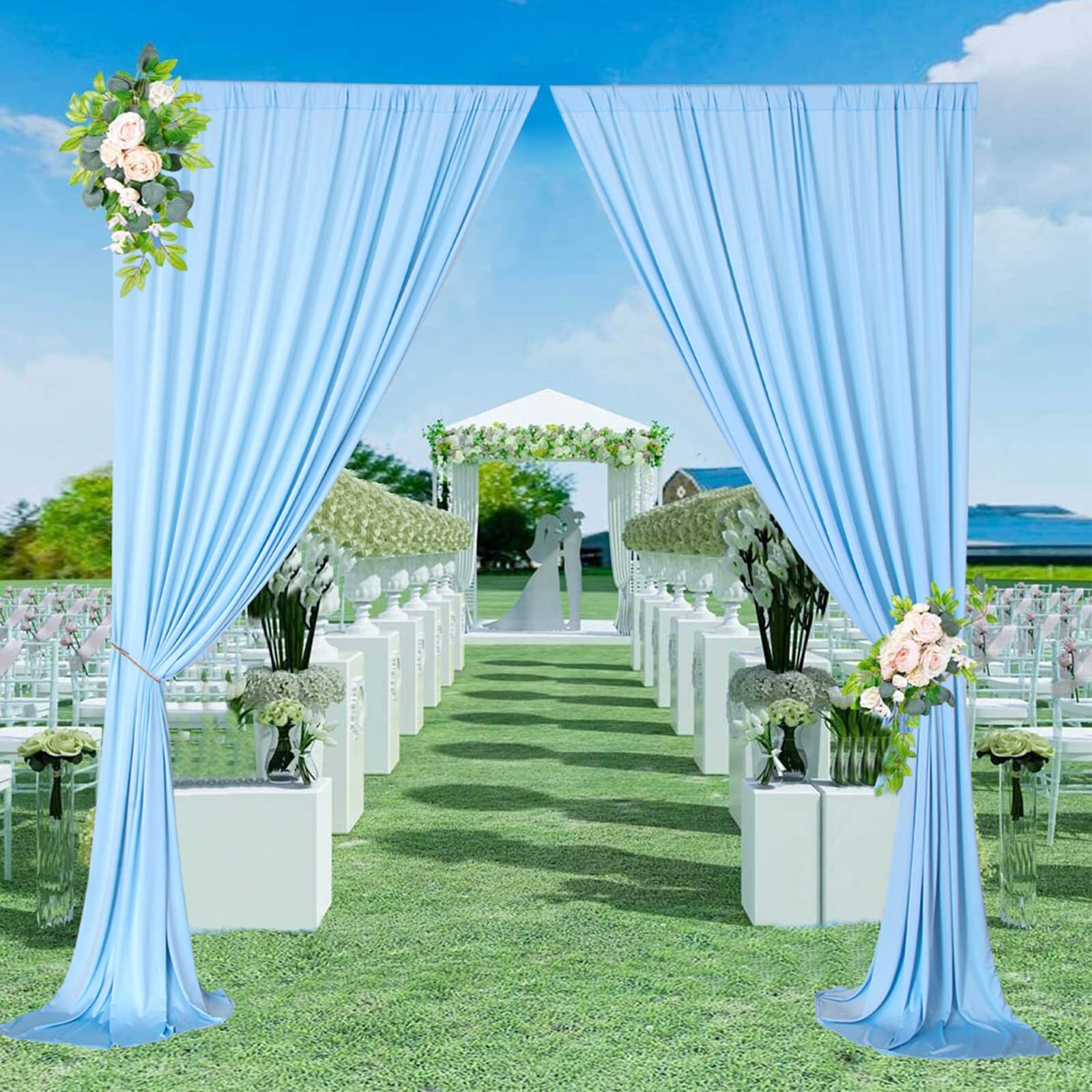 10x9ft Wrinkle Free Baby Blue Backdrop Curtains Thick Fabric Photo Drapes Party