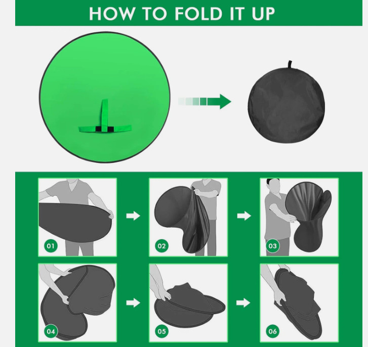 Portable 57″ Green Screen Chair with Double-Sided Backdrop for Streaming & Photo