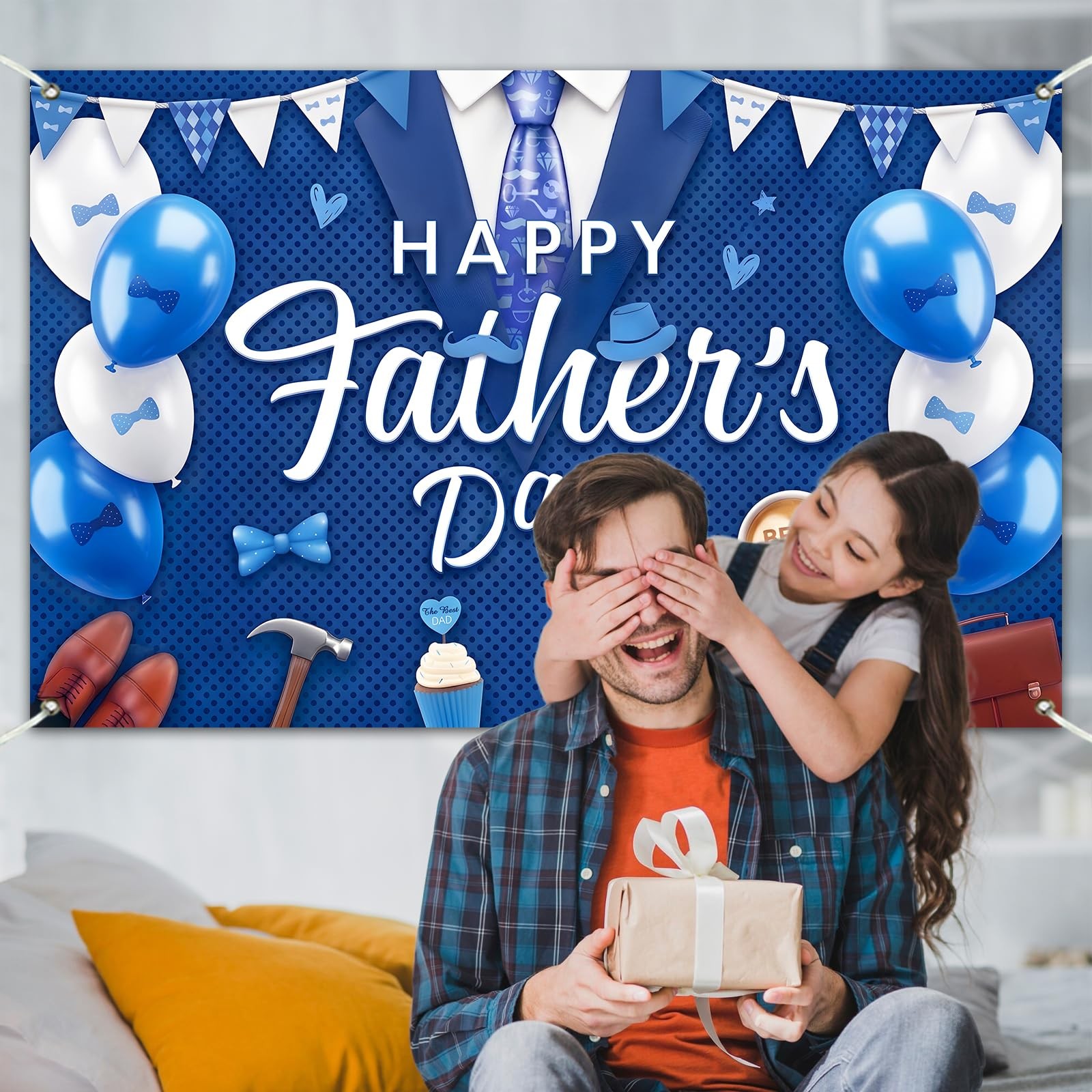 Happy Father’s Day Backdrop Decorations Indoor Outdoor Banner for Photography