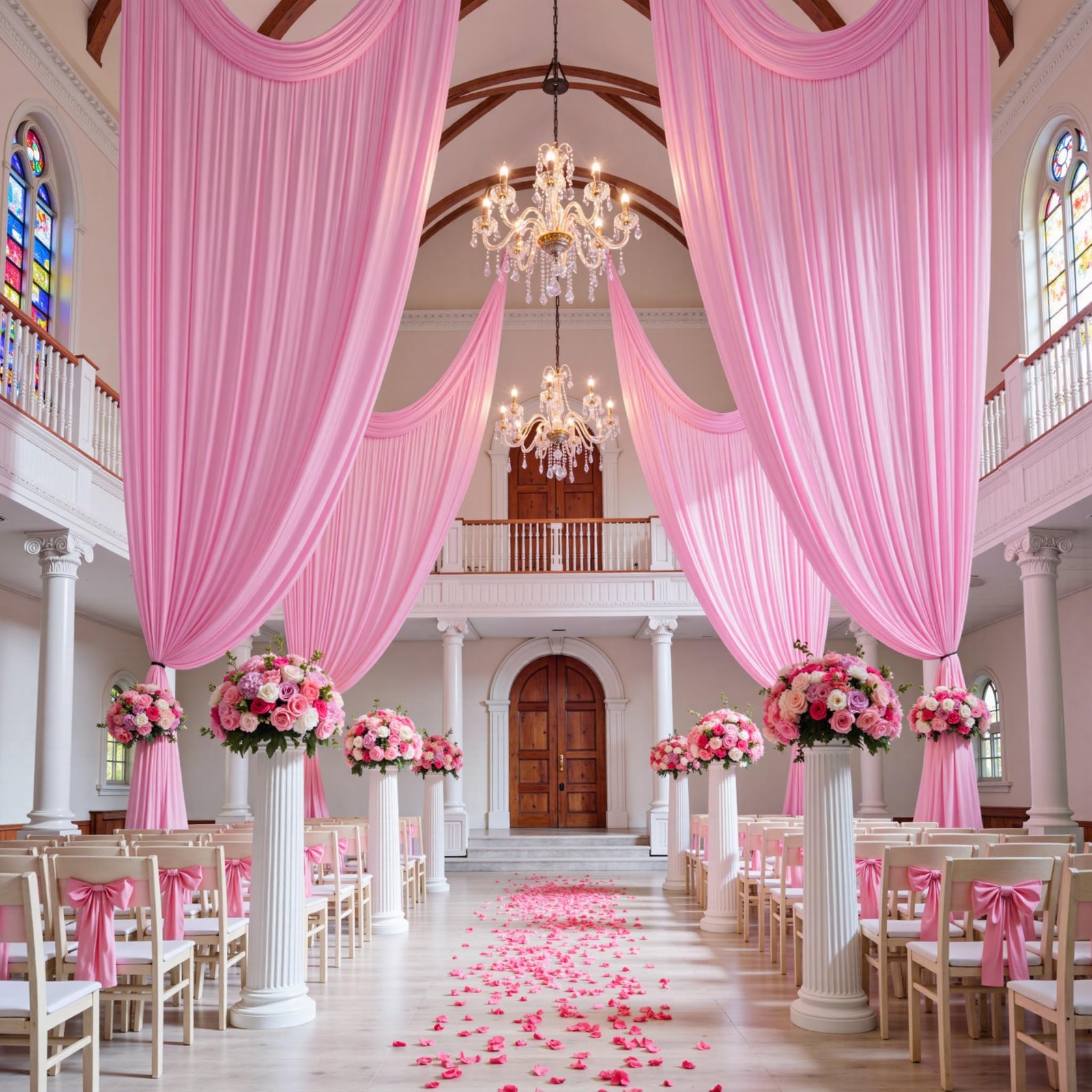 2 Panels 10×14 FT Pink Backdrop Curtains Wrinkle Free Soft Fabric Wedding