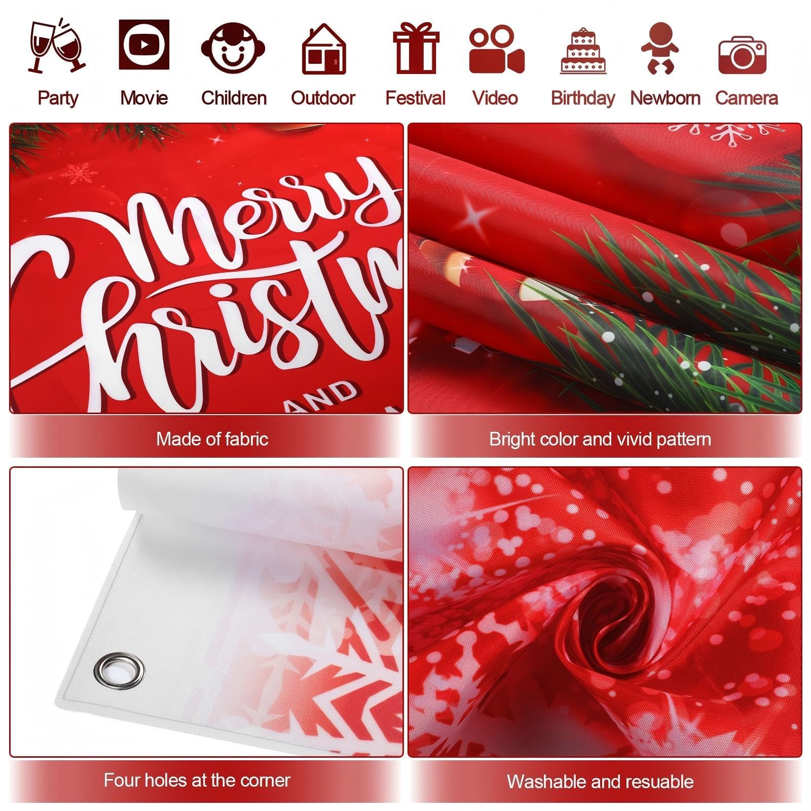 Irenare Christmas Backdrop Merry 72.8 x 43.3 inches, as the picture shown