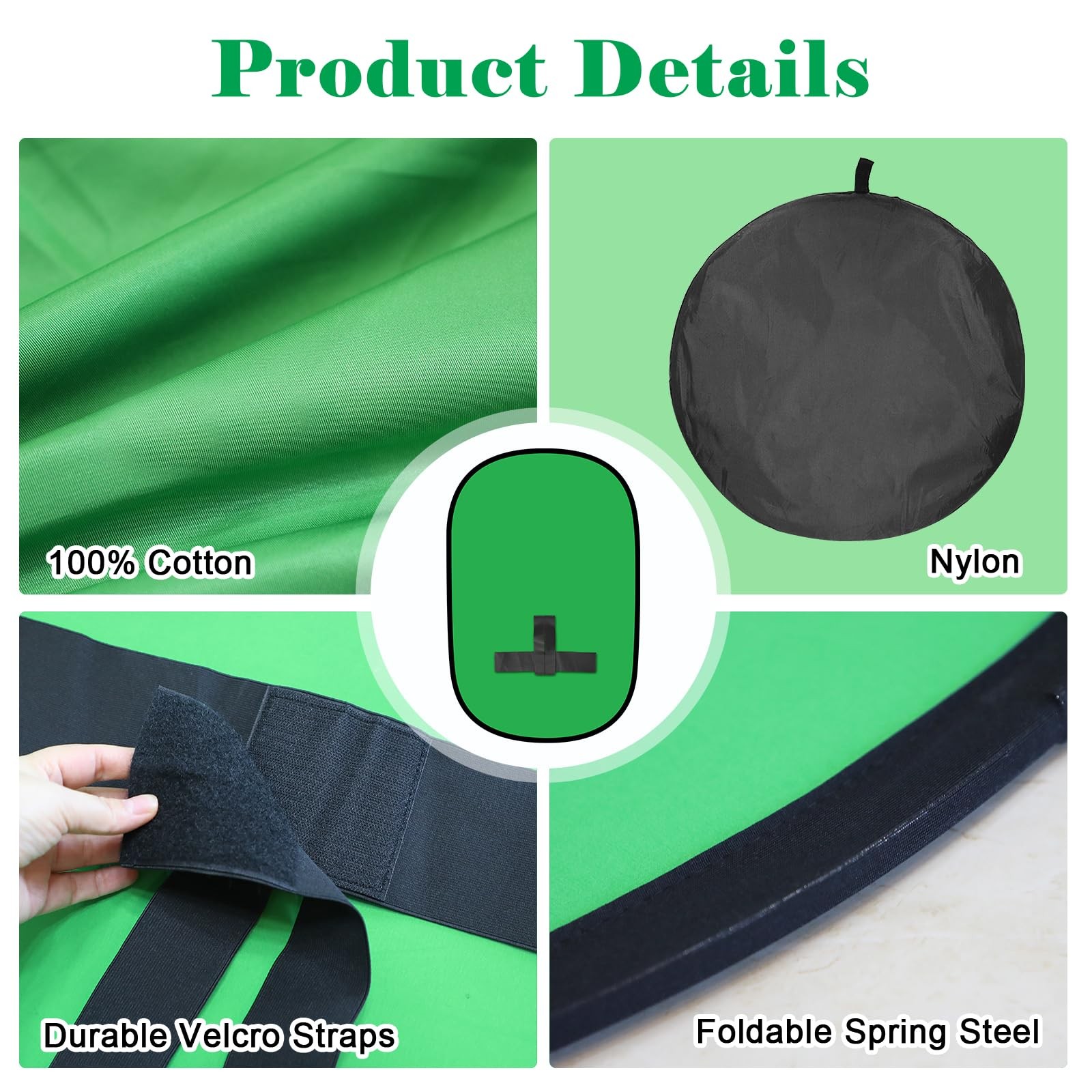 Green Screen Backdrop, 58in Portable Green Screen Chair with Stand Double Sid…