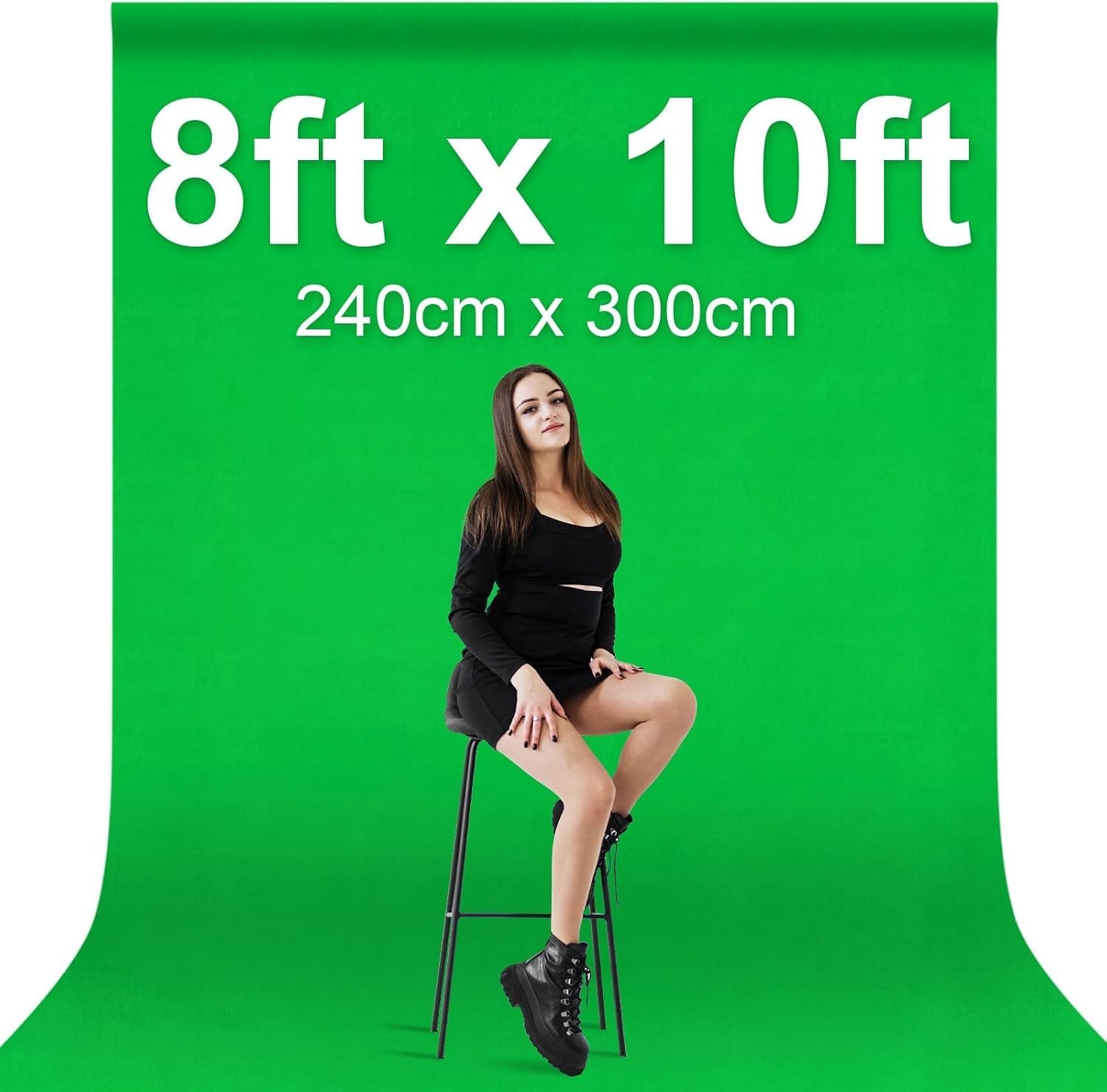 Machine Washable 8 x 10 Ft Green Screen Backdrop for Video Editing & Streaming
