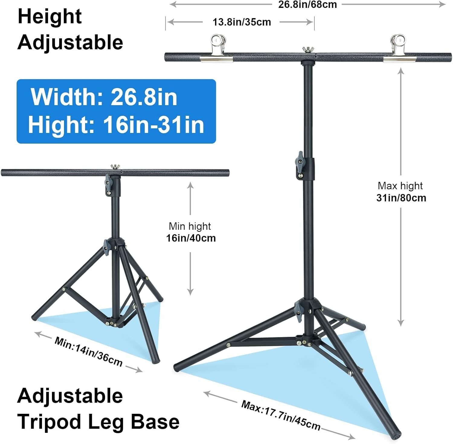 LINCO TableTop 2.2×2.6ft T Shape Photography Backdrop Background Support Stand