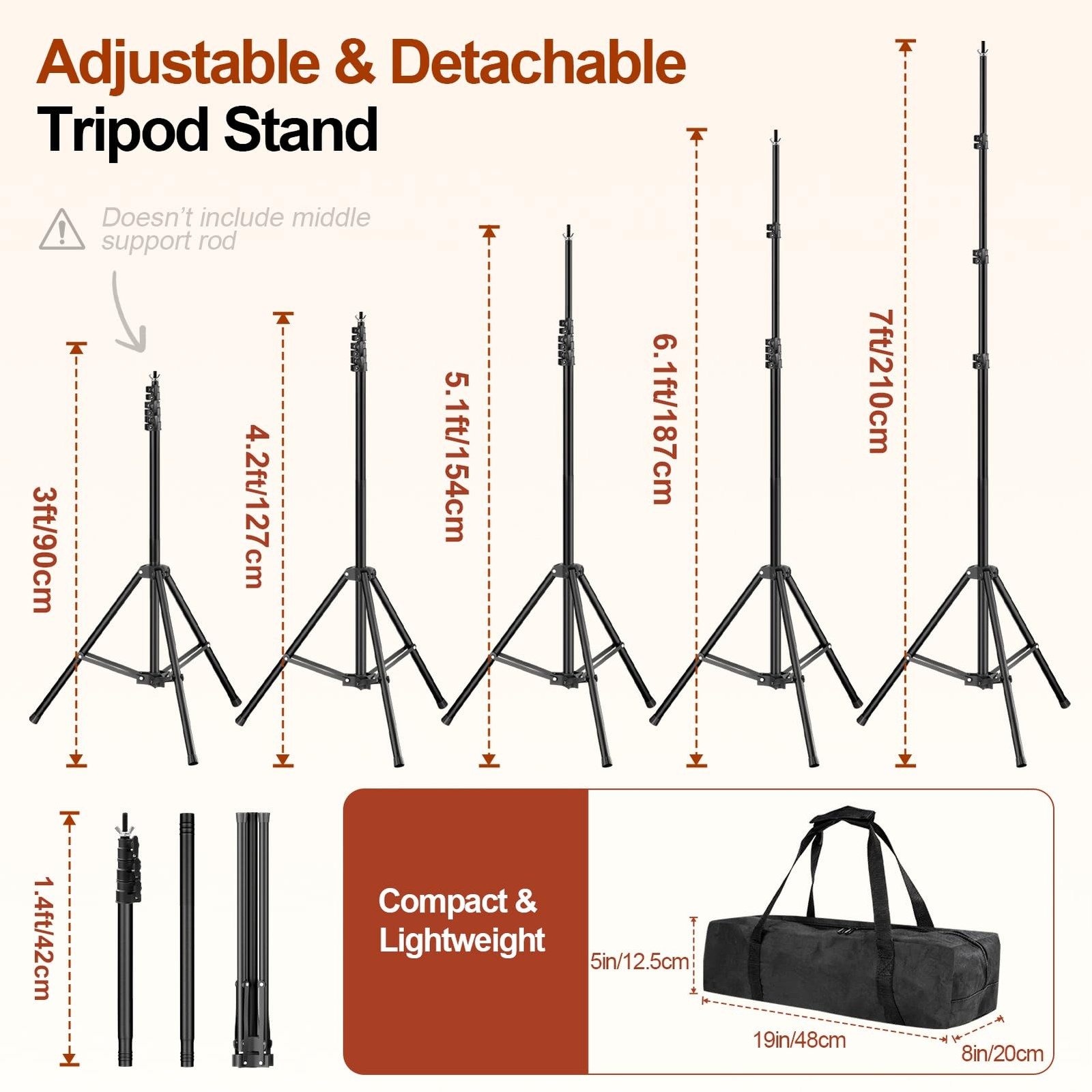 Backdrop Stand 10x7ft(WxH), Photo Studio Adjustable Background Stand Accessories