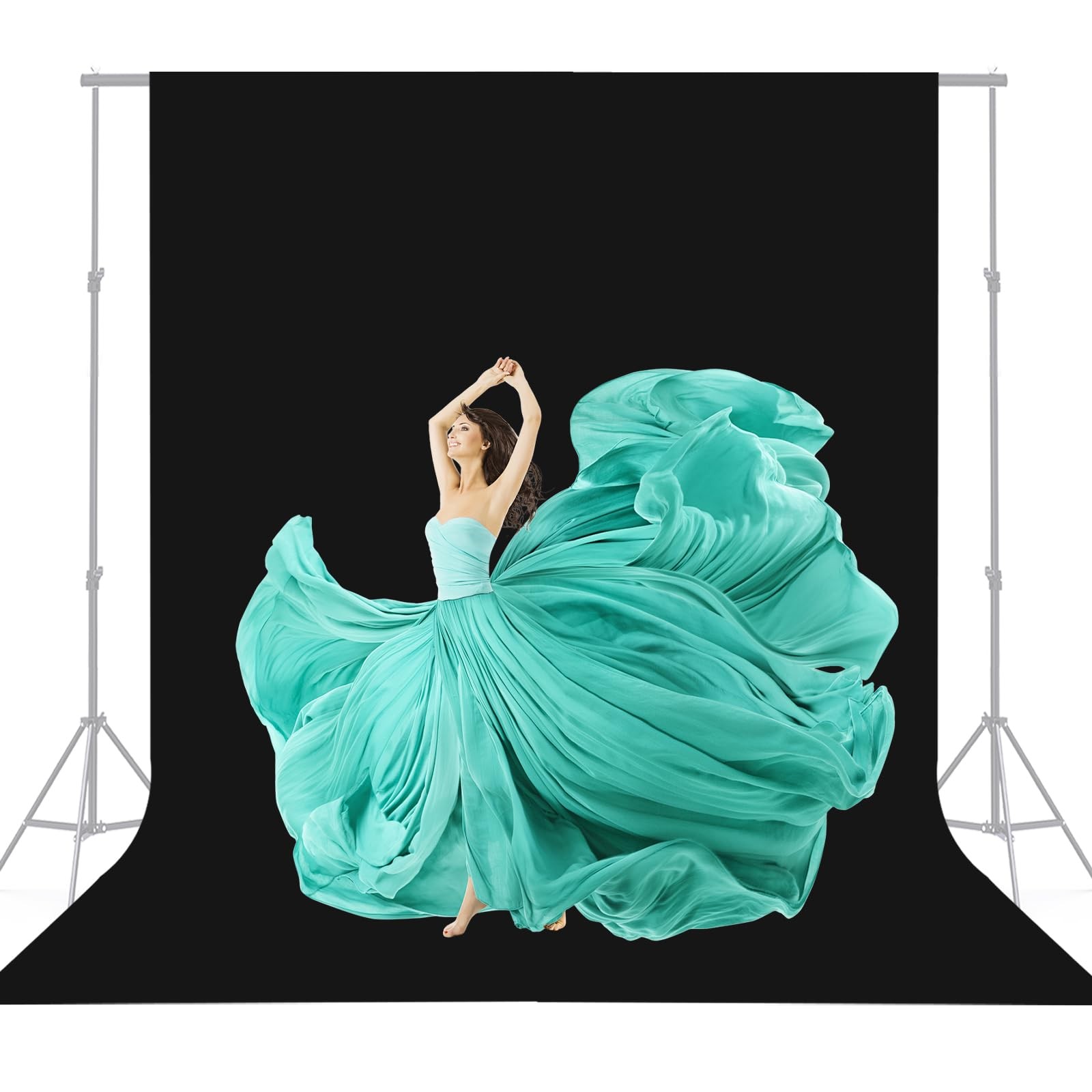8×10 FT Black Backdrop for Photography, Large Black Screen for Portraits, Bac…