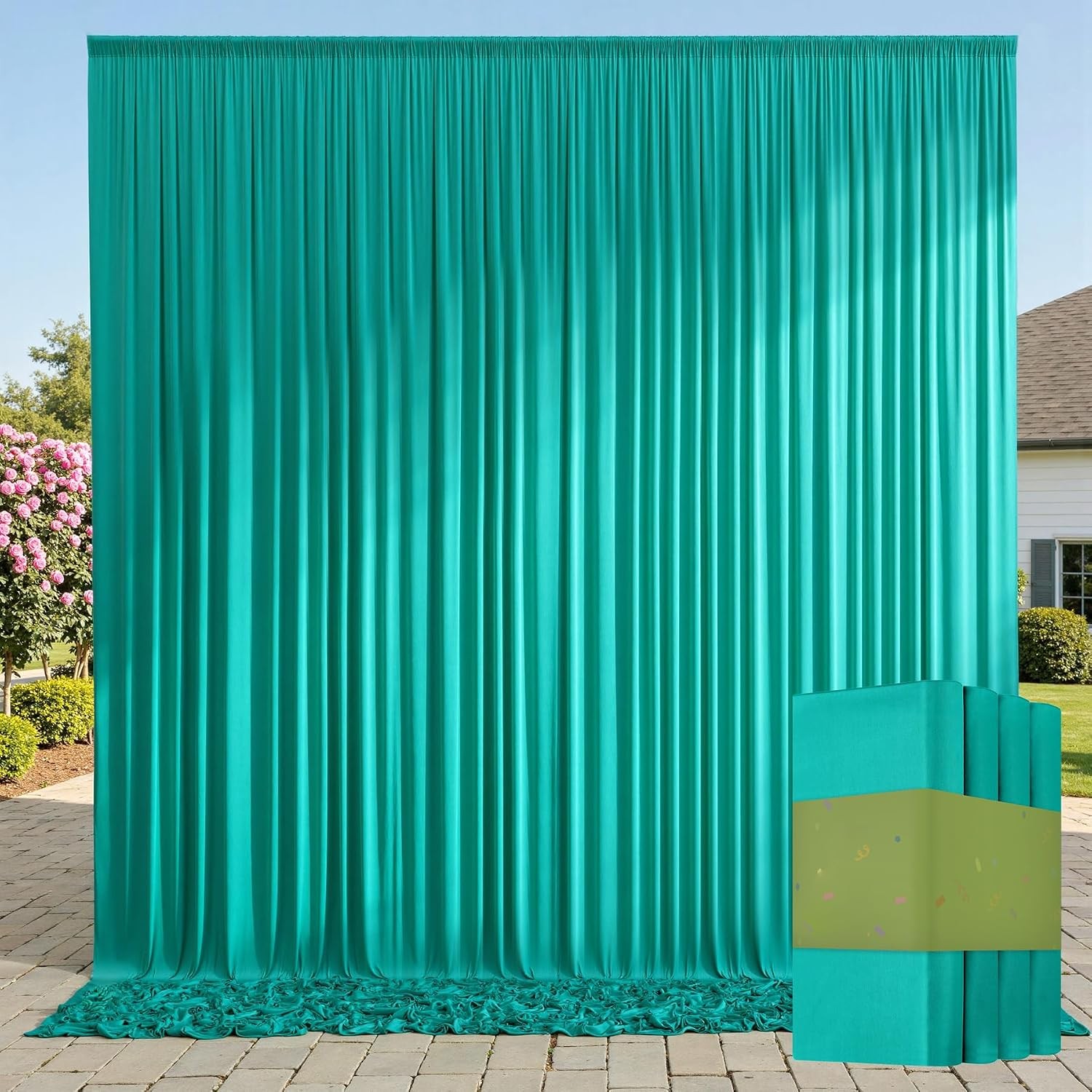 20ft x 10ft Wrinkle Free Black Backdrop Curtains Parties 4 Panels 5x10ft Silky