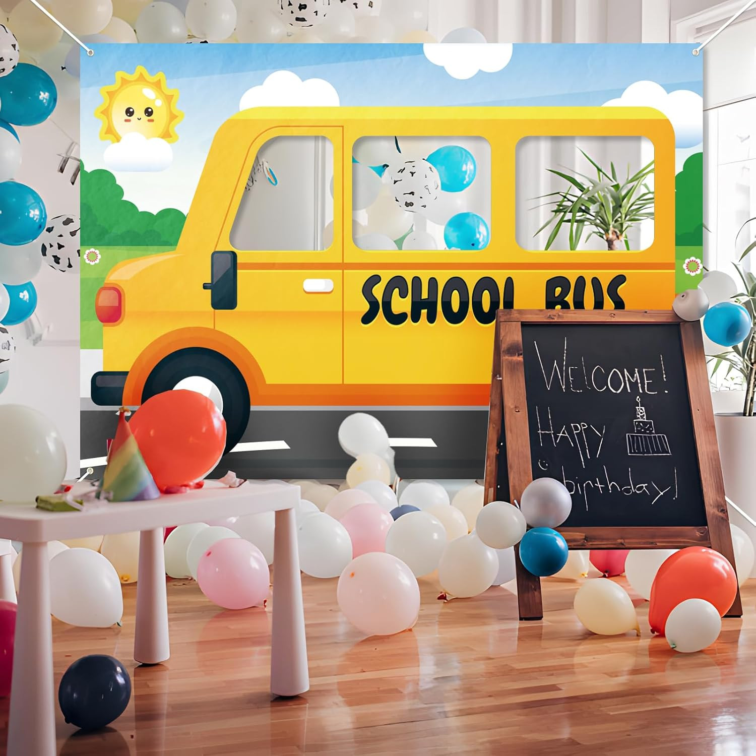 School Bus Photo Prop Selfie Frame Fabric Back to School First Day of School Bac