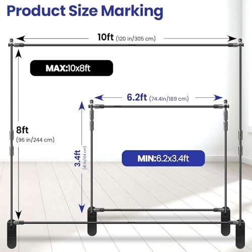 10x8ft Photo Backdrop Stand Kit – Adjustable Banner Stand with Step and