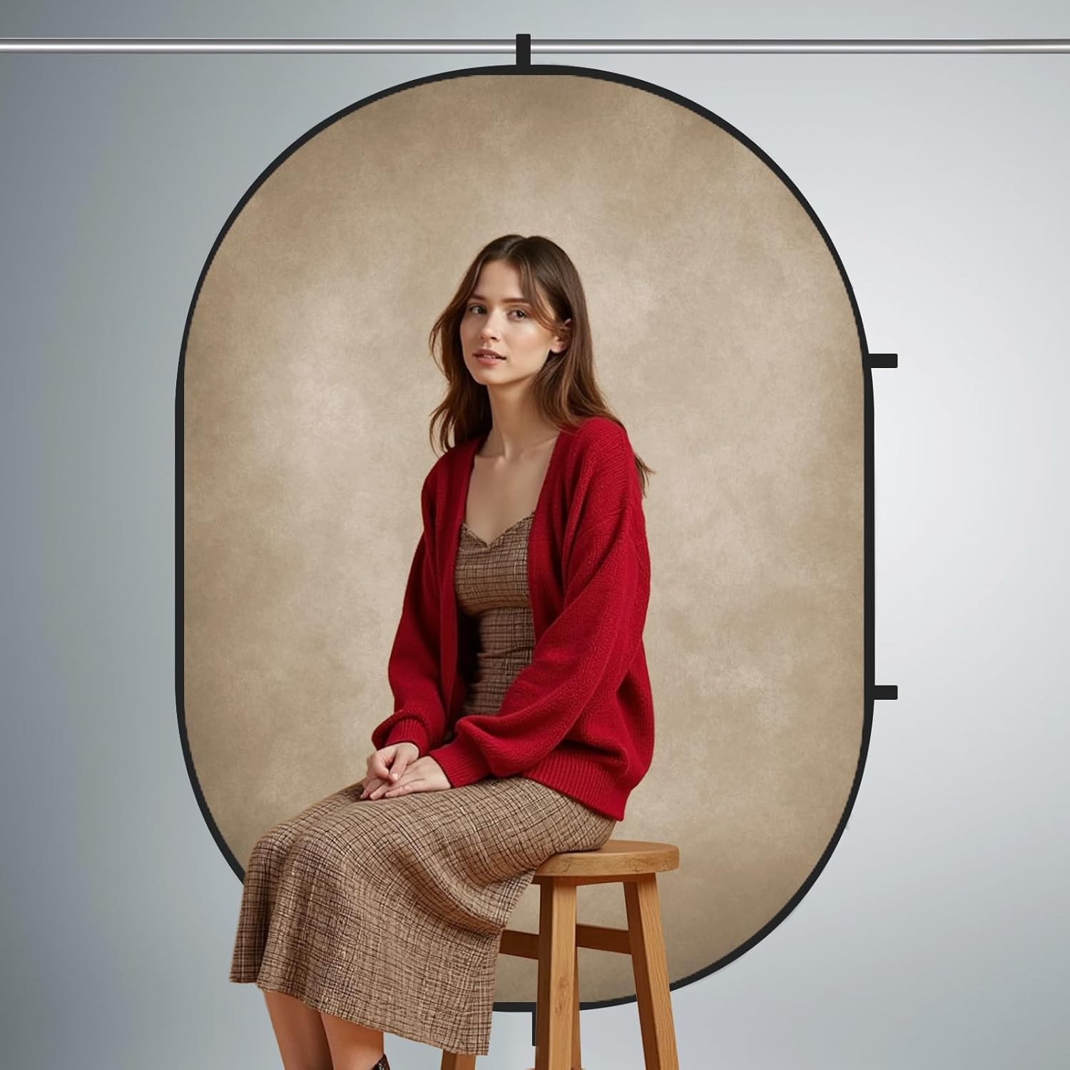 5×6.5ft(1.5x2m Collapsible Backdrops Tan Grey Green Double Sided Reversible Pop