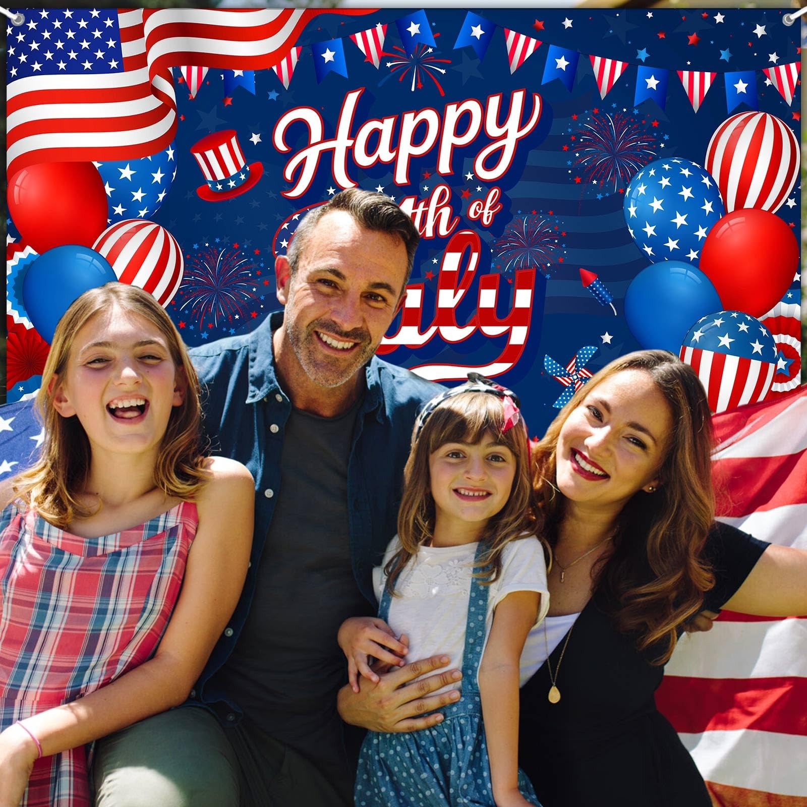 4th of July Backdrop Banner Independence Day Decorations Background for Photogra