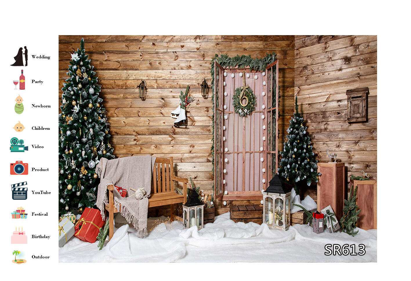 10x8ft Rustic Wood Wall Home Decor Xmas Tree Photo Background Vinyl Backdrop LB