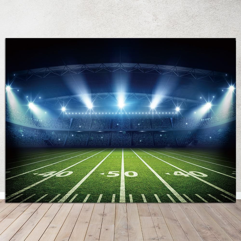 7×5 Ft Football Stadium Photography Backdrop Bowl Night Spotlight Field Party