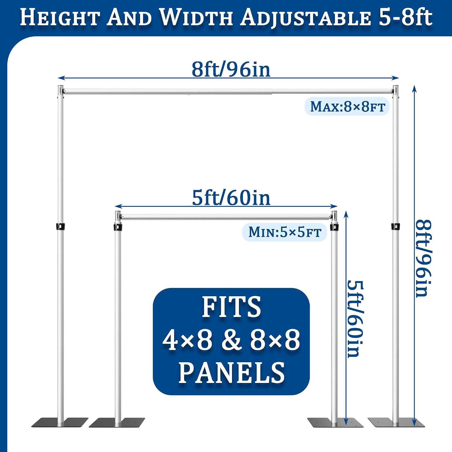 Heavy Duty Backdrop Stand, Adjustable Metal Pipe and Drape Stand for Photography