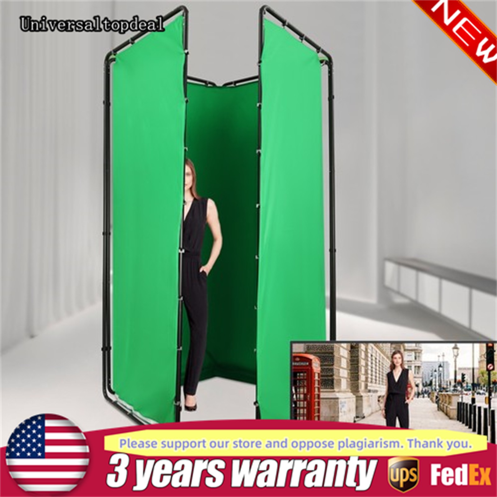 12.73*7.55ft Photography Backdrop Stand Kit with Green Cloth For Photo Studio
