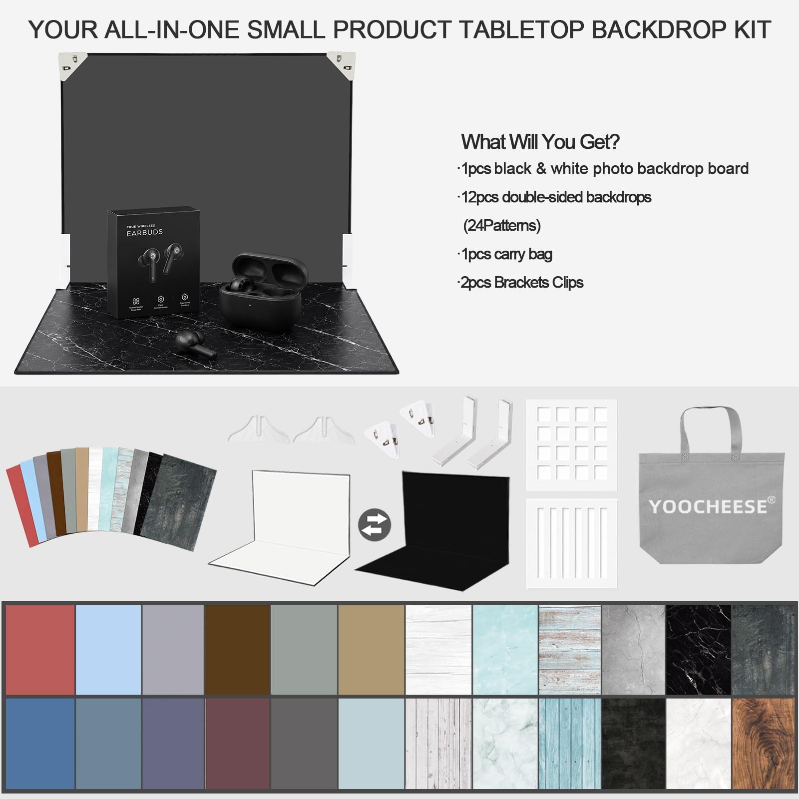 12 PCS Tabletop Paper Background Kit Product Food Photography 16.5×11.7″