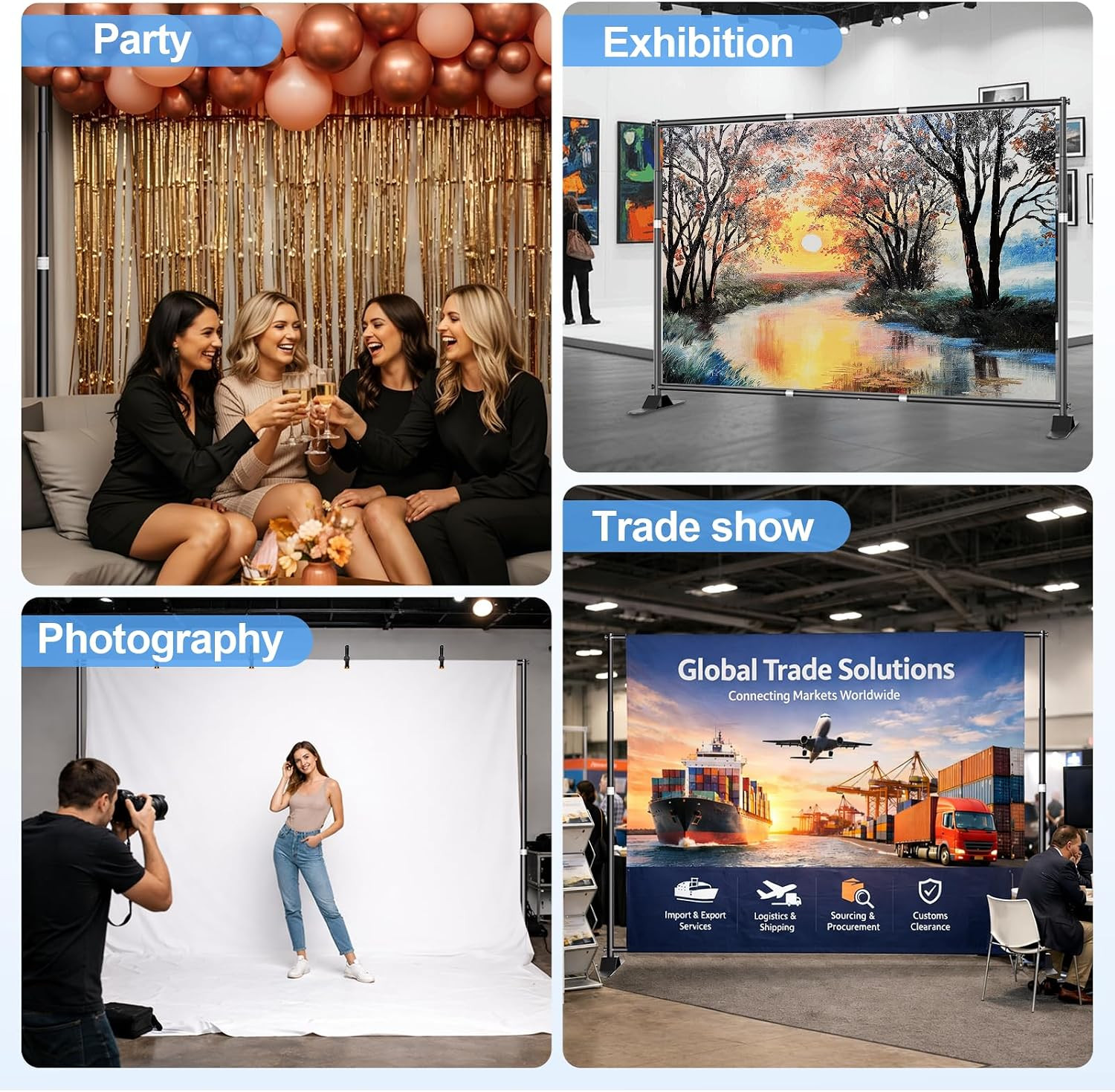 10 X 8FT Backdrop Banner Stand, Heavy Duty Adjustable Photo Background Support F