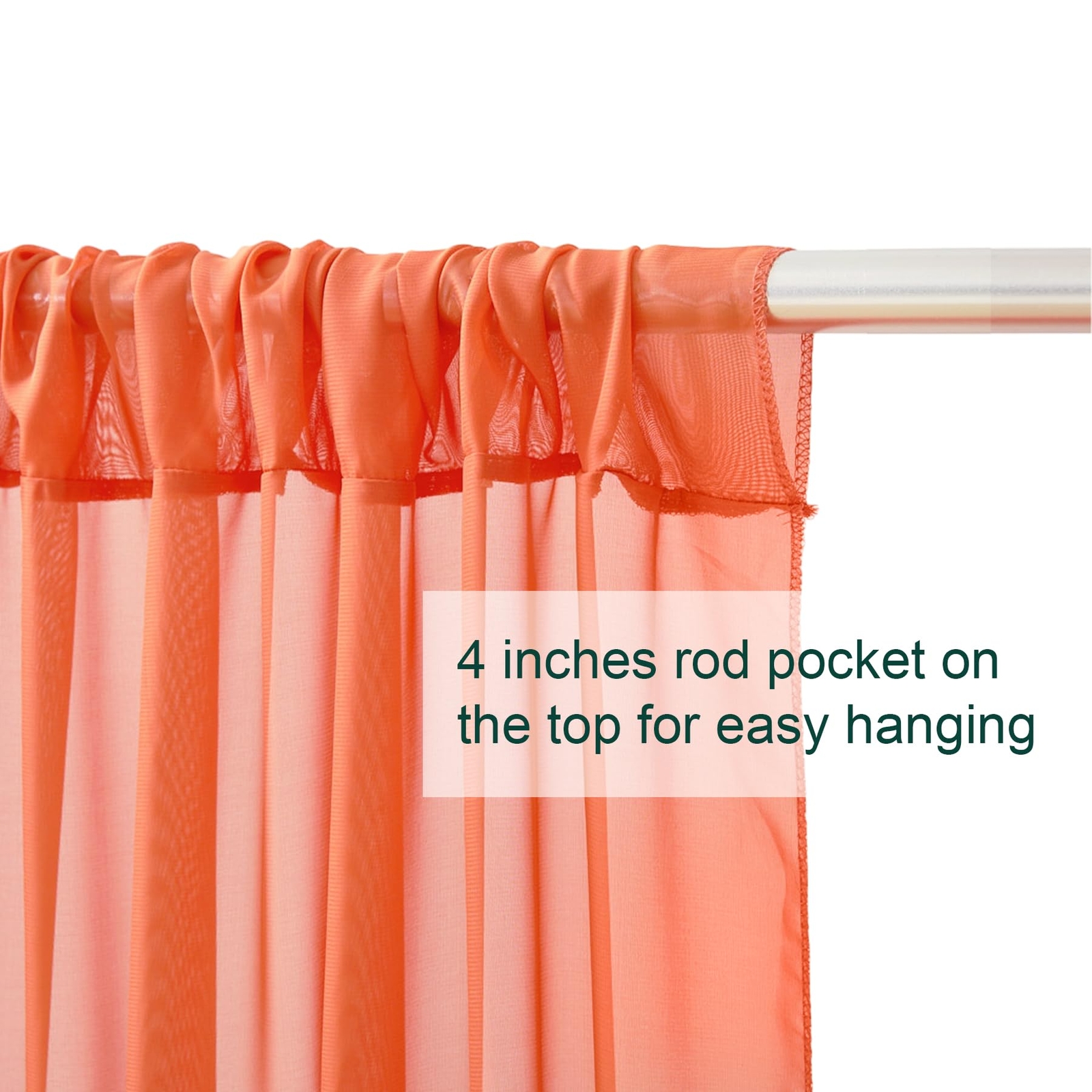 10ft x 10ft Orange Chiffon Backdrop Curtains Wrinkle-Free Sheer Fabric