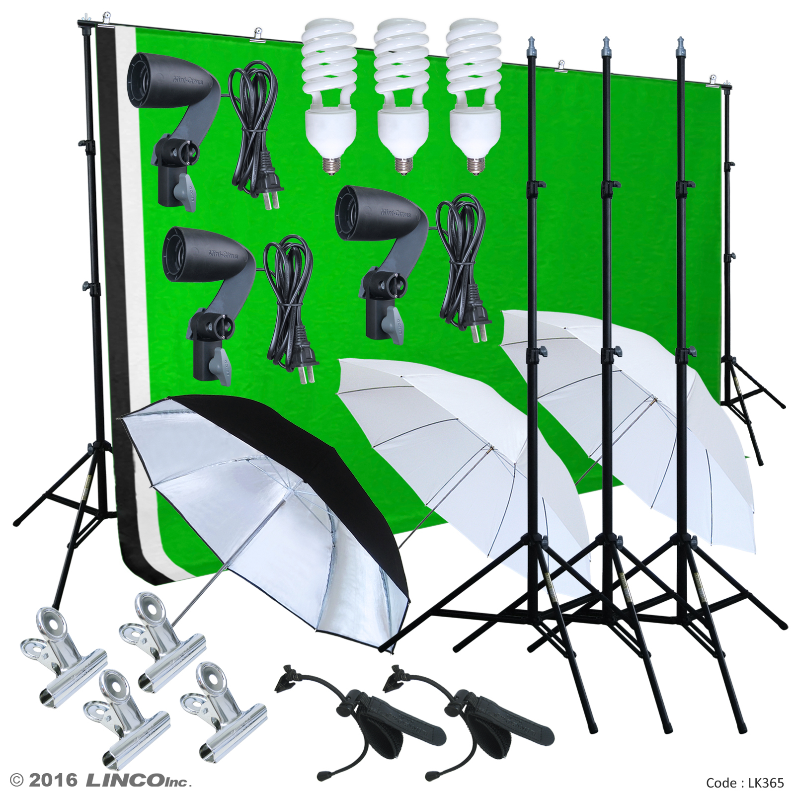 Photography Studio Lighting Photo Light Lamp Studio Kit 3 Backdrops Muslin
