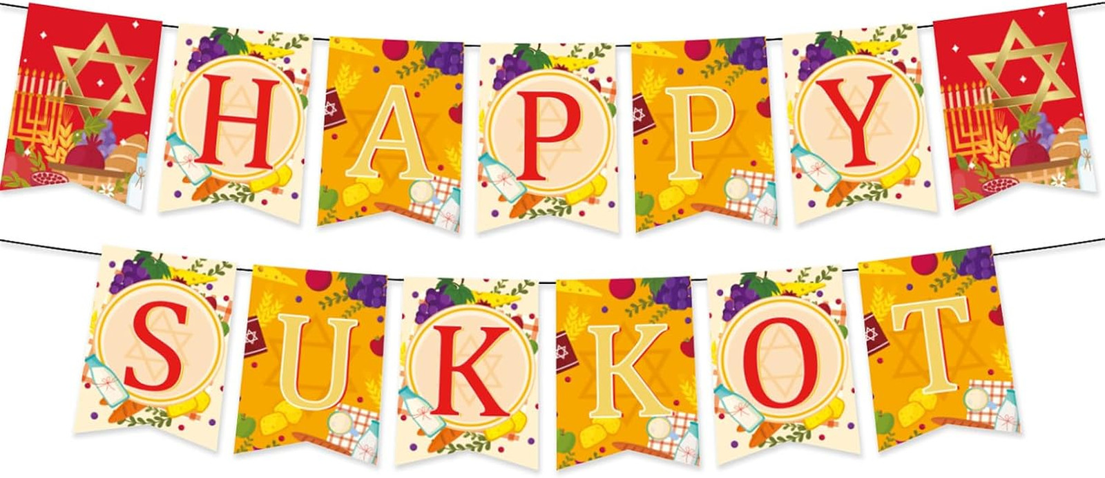 Sukkot Banners Sukkot Decorations Hanging Banner for Jewish Holiday Sukkah Party