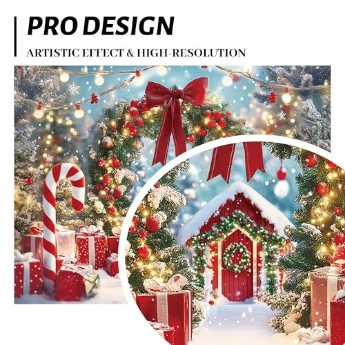 Winter Snow Scene with Candy Canes – Christmas Photography Backdrop