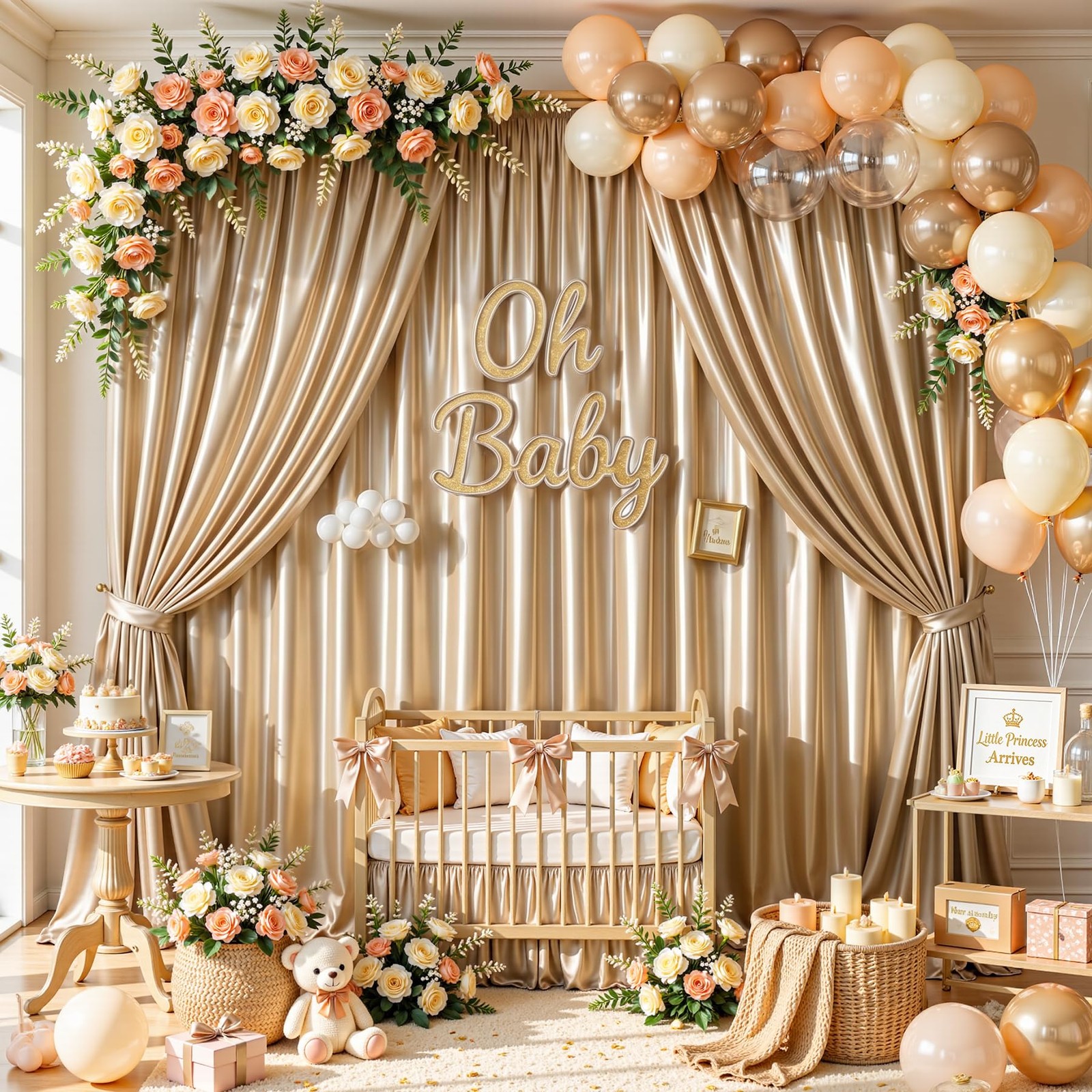 40x10ft Champagne Gold Glitter Backdrop W5 x H10′(8 Panels),