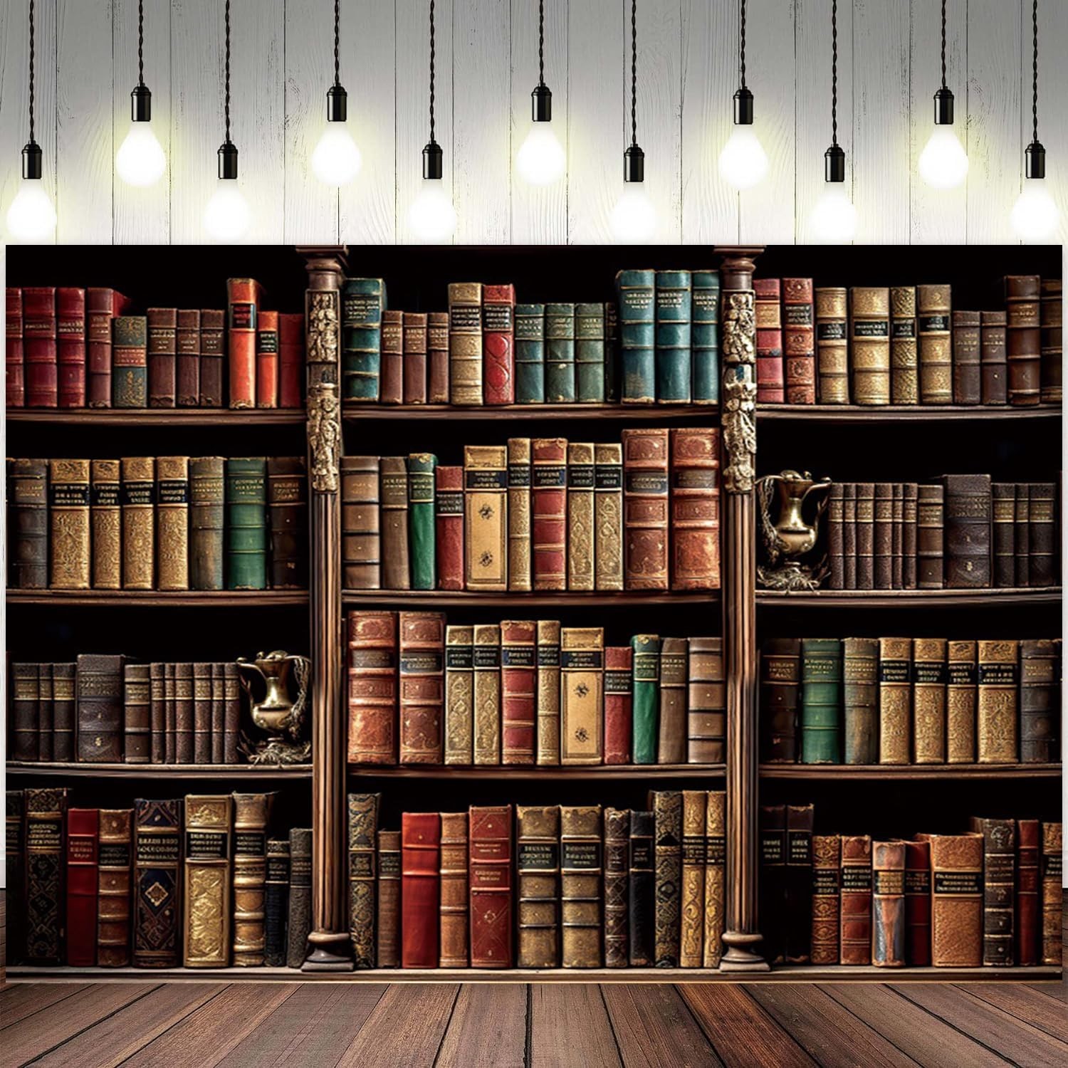 Vintage Bookshelf Backdrop 7x5FT Retro Library Photography Prop Medieval Theme D