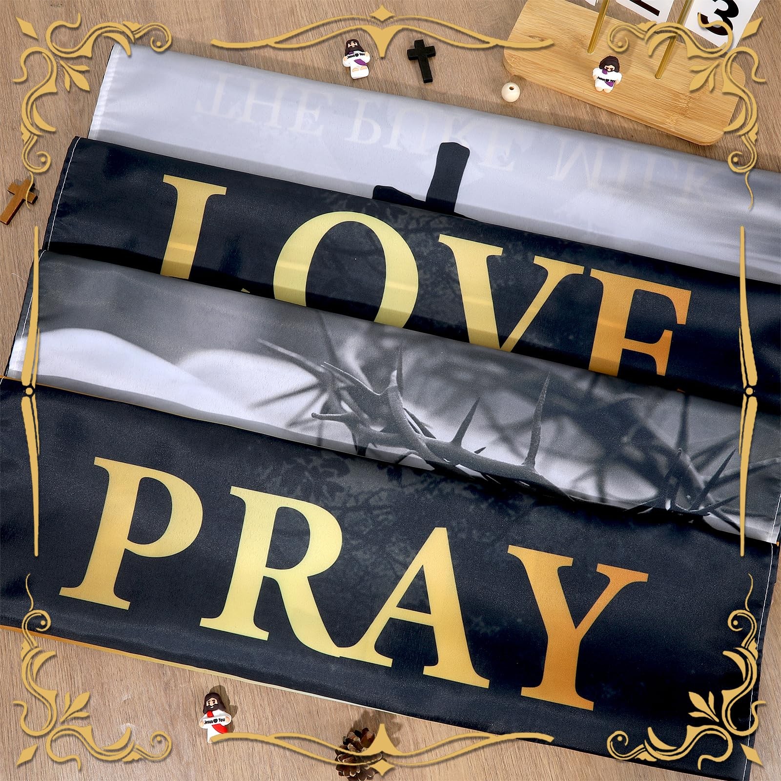 4Pcs Church Banners for Sanctuary Wall Welcome Religious Banners Hanging Back…