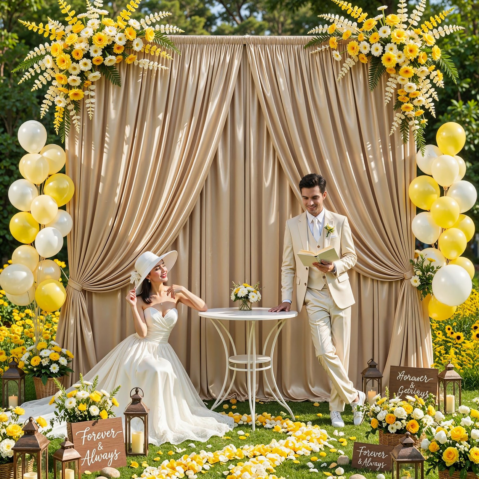 40x10ft Champagne Gold Glitter Backdrop W5 x H10′(8 Panels),