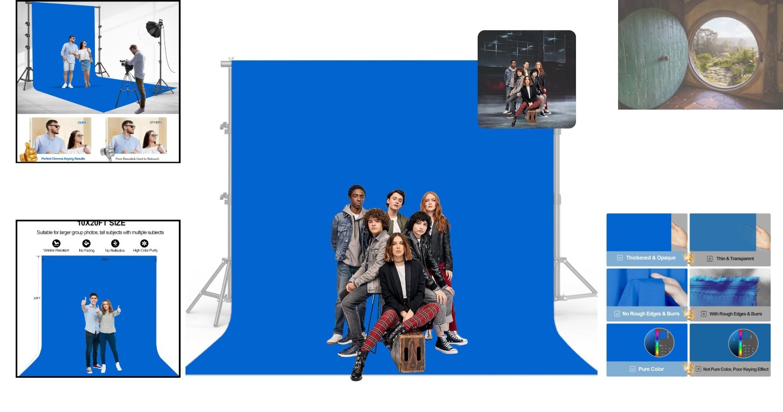 10x20FT Professional Blue Chromakey Backdrop for Photography & Video Recording