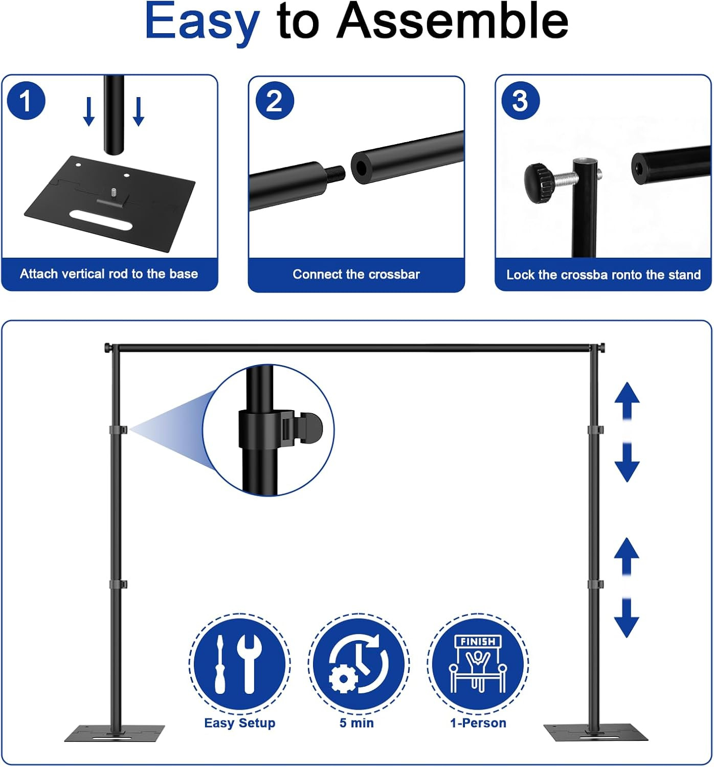 8.5X10Ft Backdrop Stand, Adjustable Photography Background Frame, Heavy Duty Pip
