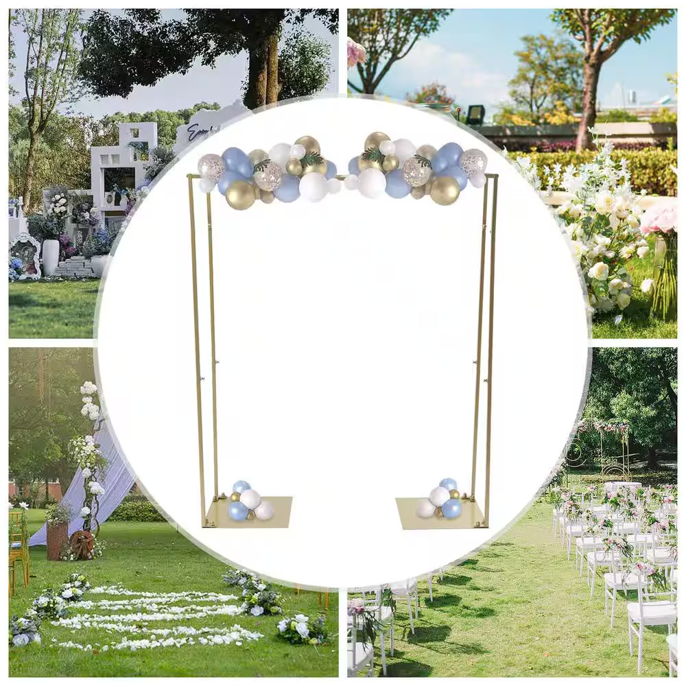 47.28 In. X 39.4 In. Gold Square Metal Wedding Garden Arch Backdrop Stand Arbor