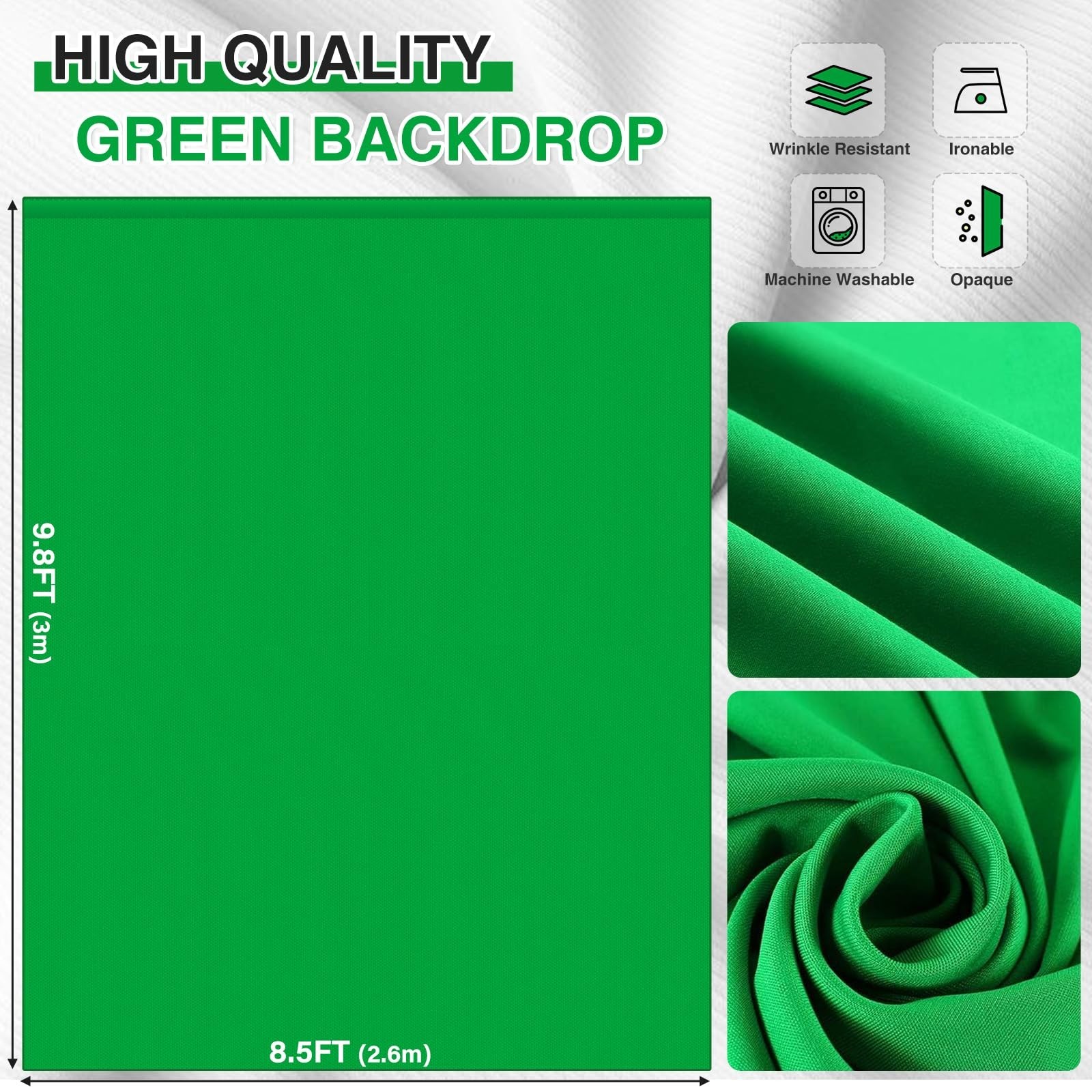 Adjustable 10×8.5 Backdrop Stand & Green Screen Kit for Photography & Video Stre