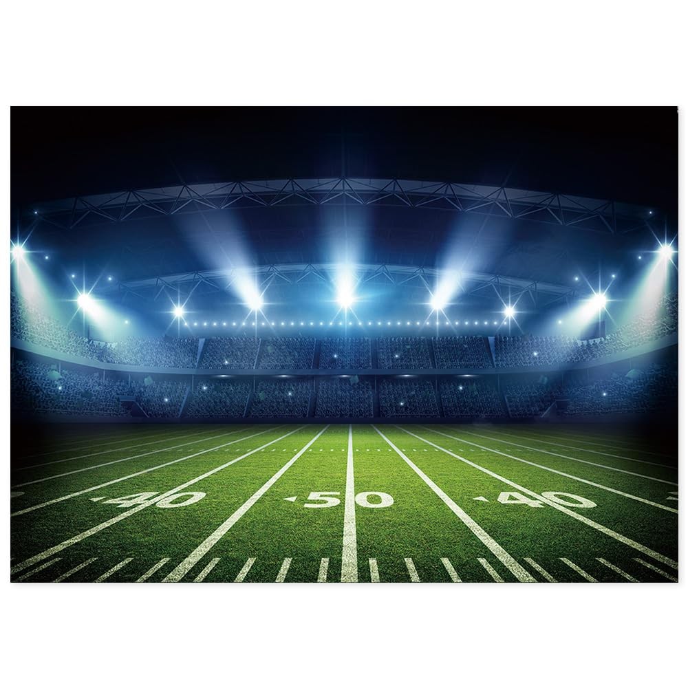 7×5 Ft Football Stadium Photography Backdrop Bowl Night Spotlight Field Party
