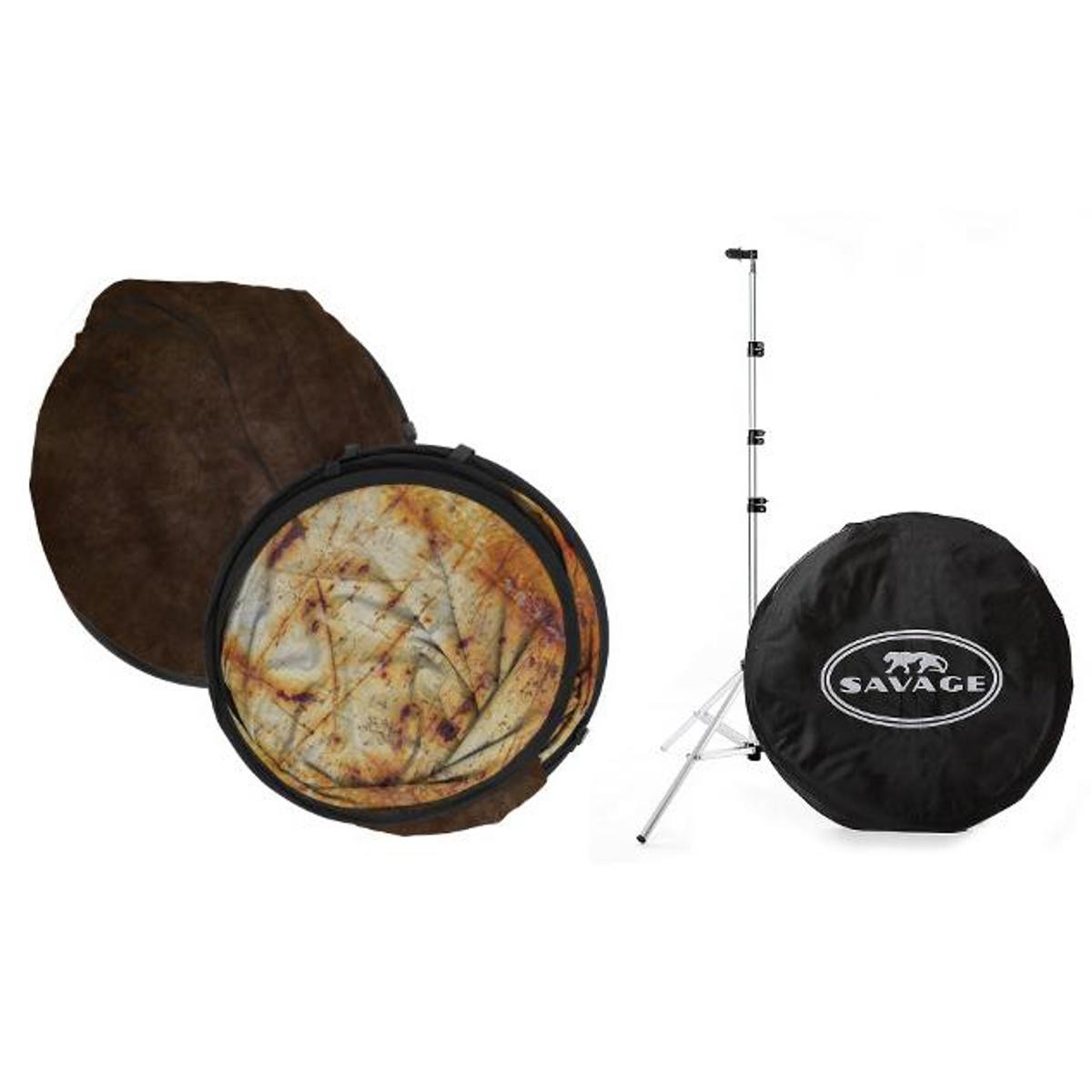 Savage 5×7′ Collapsible Backdrop with 8′ Aluminum Stand, Brown/Industrial Grunge