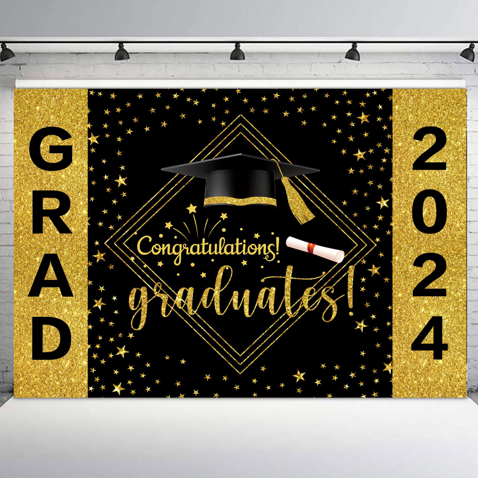 10x8ft Green Eucalyptus 2024 Graduation Party Vinyl Backdrop Photo Background