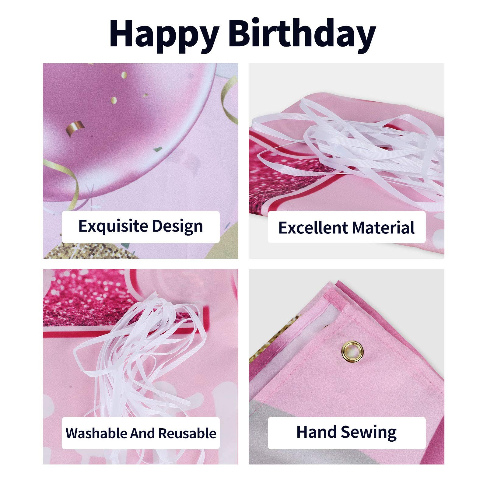 PAKBOOM Happy 11th Birthday Backdrop Banner – 11 3.9 ft x 5.9 ft, Pink
