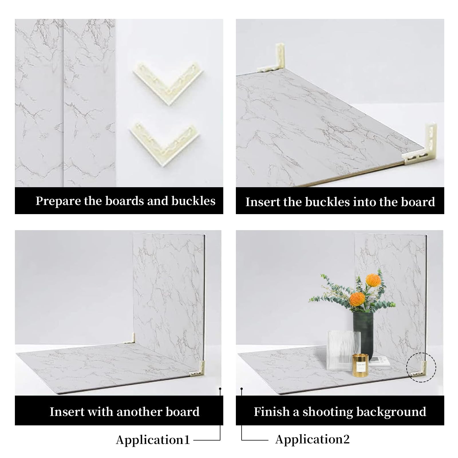 2 PCS Boards Photo Backdrop 2 Marbles Texture for Flat Lay, Food Photography …